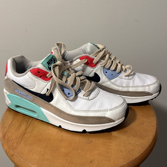 (GS) Nike Air Max 90 'Patches' Kids Sz 6.5Y or Women’s sz 8 DZ2888-100 GUC - Picture 2 of 6